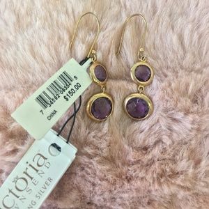 CLOSET CLOSING NEW Amethyst 9 ct Earrings 18k Gold